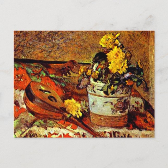 Gauguin - Mandolina und Blume-1883 Postkarte (Vorderseite)
