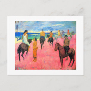 Gauguin Pferdekunstfahrer am rosa Strand in Tahiti Ankündigung