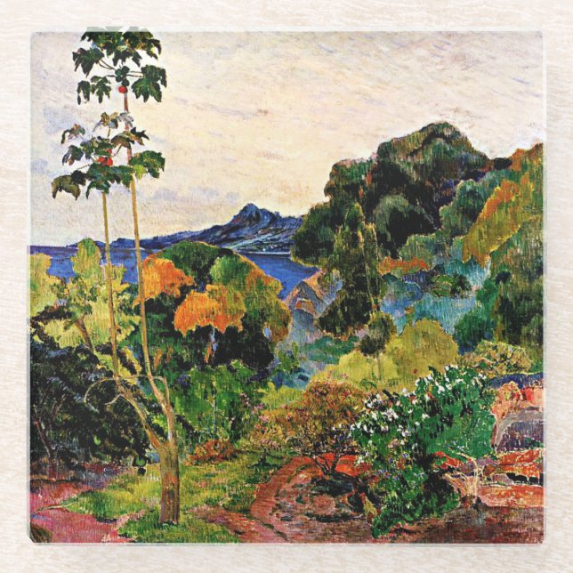 Gauguin - Poster für tropische Vegetation Glasuntersetzer (Vorderseite)