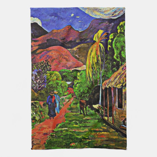 Gauguin - Straße in Tahiti, 1891 Geschirrtuch (Vertikal)