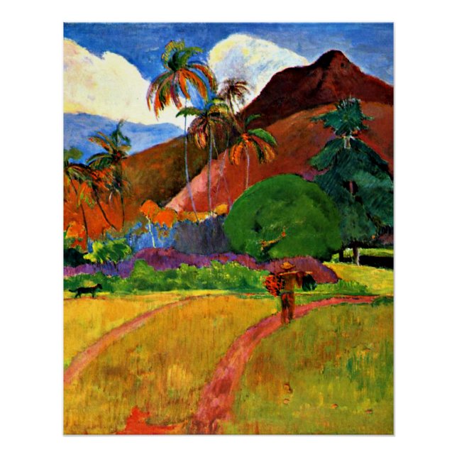 Gauguin - Tahitianische Berge Poster (Vorderseite)