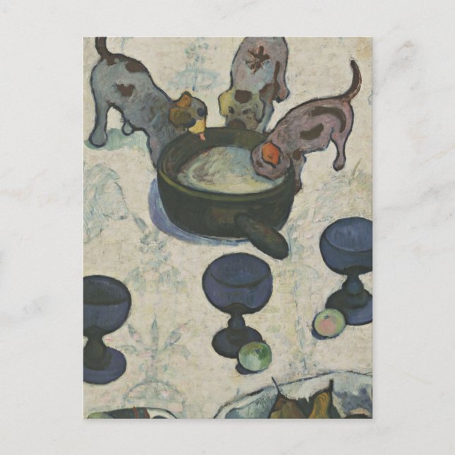 Gauguin Vintages Stillleben mit drei Welpen Postkarte (Vorderseite)