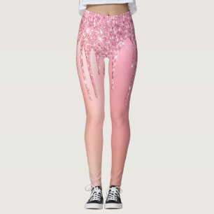 Gaumenrosa Goldgold und Glitzer-Tropfen Leggings