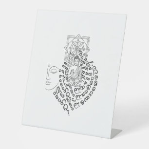 Gautam Buddh Dhamma Meditations-Tisch-Schild Min Sockelschild