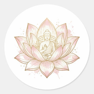 Gautam Buddh Lotus-Meditations-Aufkleber Friedli Runder Aufkleber