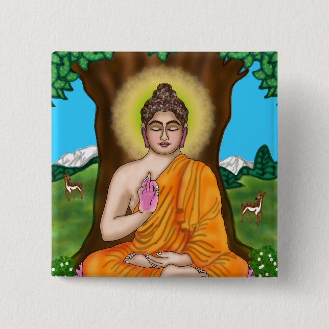 Gautam Buddha Knopf Button (Vorderseite)