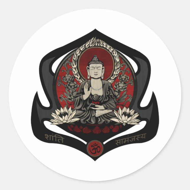 Gautama Buddha Runder Aufkleber (Vorderseite)