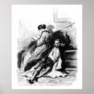 Gavarni: Mann raucht eine lange Pfeife Poster