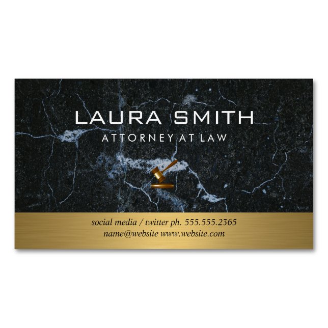 Gavel Icon | Anwalt | Gold Metallic | Marmor Magnetische Visitenkarte (Vorderseite)