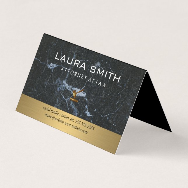 Gavel Icon | Anwalt | Gold Metallic | Marmor Visitenkarten (Vorderseite)