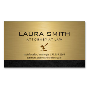 Gavel Icon   Anwalt   Gold-Metallledertrimm Magnetische Visitenkarte