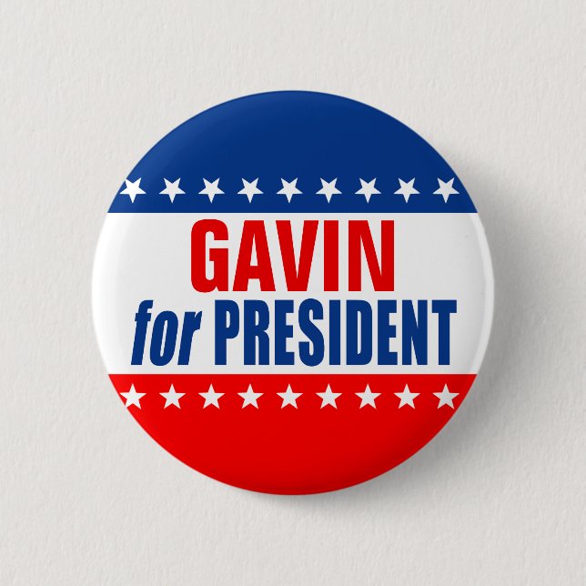 "GAVIN als PRÄSIDENT"-Knopf Button (Vorderseite)