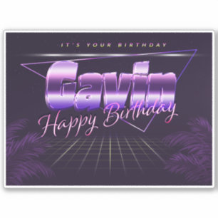 Gavin Name Vorname lila retro Sticker Geburtstag