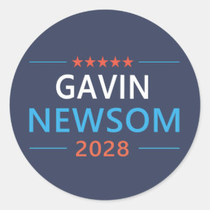 Gavin Newsom 2028 für den Präsidenten Runder Aufkleber