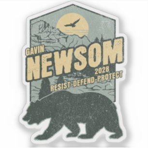 Gavin Newsom 2028 Resist Protect Defend Aufkleber