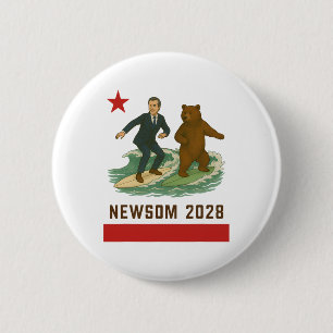 Gavin Newsom 2028 Wahl Kalifornien Flagge Surfen Button