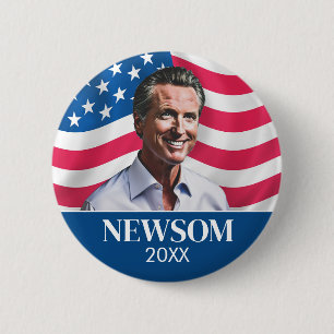 Gavin Newsom Campaign Foto mit Flagge Button