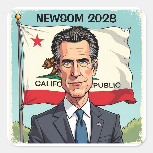 Gavin Newsom für den Präsidenten Politisch Quadratischer Aufkleber (Vorderseite)