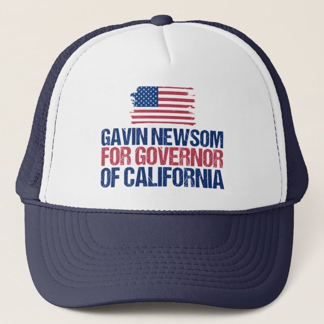 Gavin Newsom für die Wahl zum Gouverneur von Kalif Truckerkappe (Vorderseite)