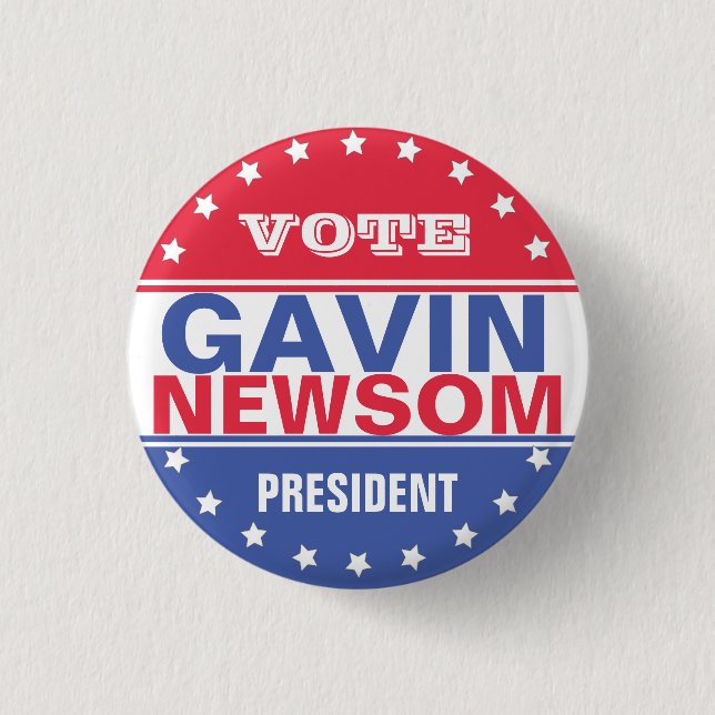 Gavin Newsom Präsident Button (Vorderseite)