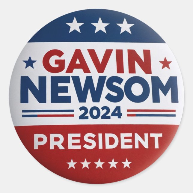 Gavin Newsom, Präsident Runder Aufkleber (Vorderseite)