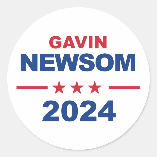 Gavin Newsom Runder Aufkleber (Vorderseite)