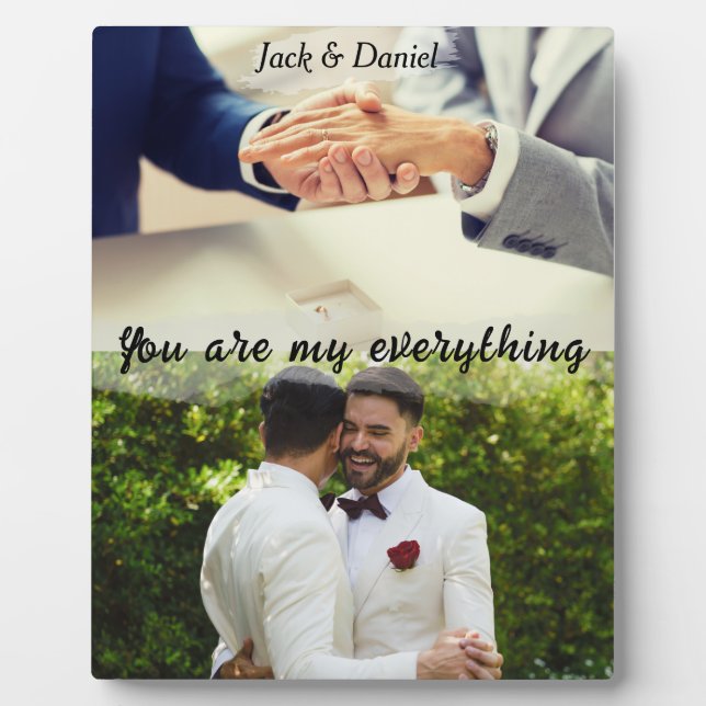 Gay 2 Fotos Collage - Hochzeit & Jubiläumsgeschenk Fotoplatte (Vorderseite)