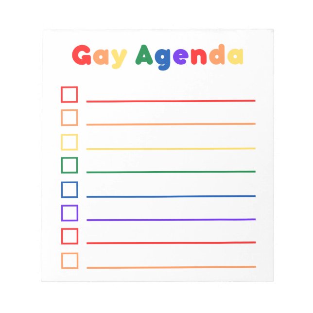 Gay Agenda Notepad Notizblock (Vorderseite)