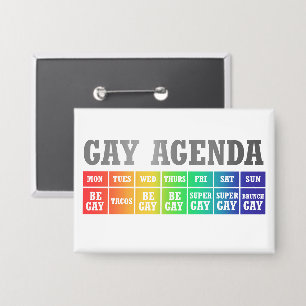 Gay Agenda   Rainbow Ombre Funny Gay Pride Button