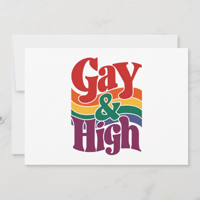 Gay-and-High-Retro-LGBTQ-Flag Einladung (Vorderseite)