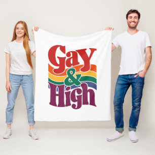 Gay-and-High-Retro-LGBTQ-Flag Fleecedecke