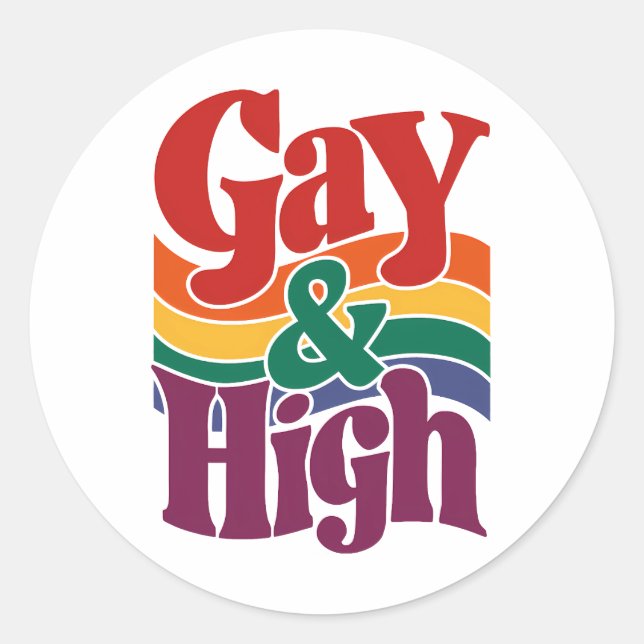 Gay-and-High-Retro-LGBTQ-Flag Runder Aufkleber (Vorderseite)