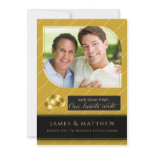 Gay and Lesbian Gold Pinstripe Foto Hochzeit