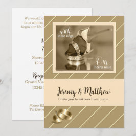 Gay and Lesbian Wedding Invitation Taupe Pinstripe Einladung