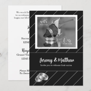 Gay and Lesbian Weditation Black Pinstripe Einladung