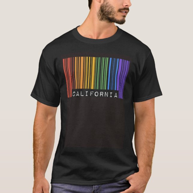 Gay Barcode California Pride LGBTQ Trendy Rainbow  T-Shirt (Vorderseite)