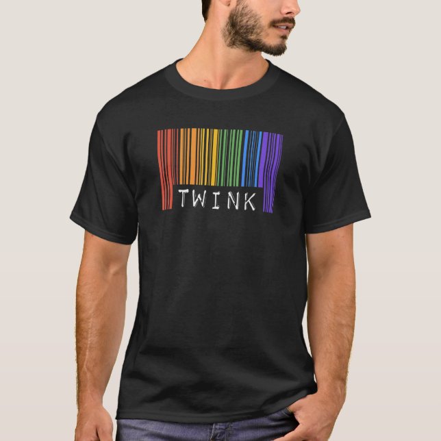 Gay Barcode Twink Trendy Rainbow Pride Flag Monat T-Shirt (Vorderseite)
