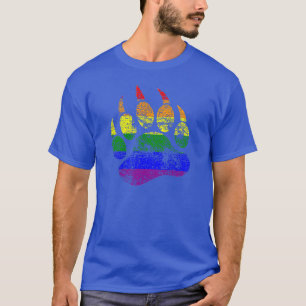 GAY BEAR bedruckte Bärenpranke Regenbogenflagge T-Shirt