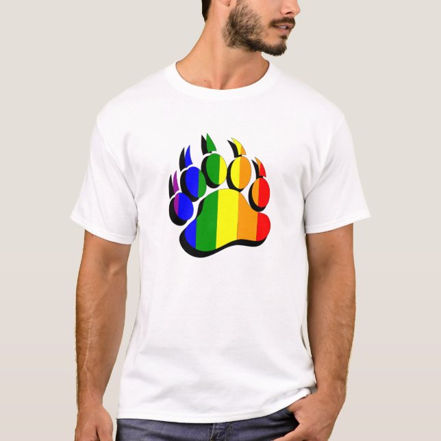 Gay Bear Calle Regenbogen mit schwarzem Schatten - T-Shirt (Vorderseite)