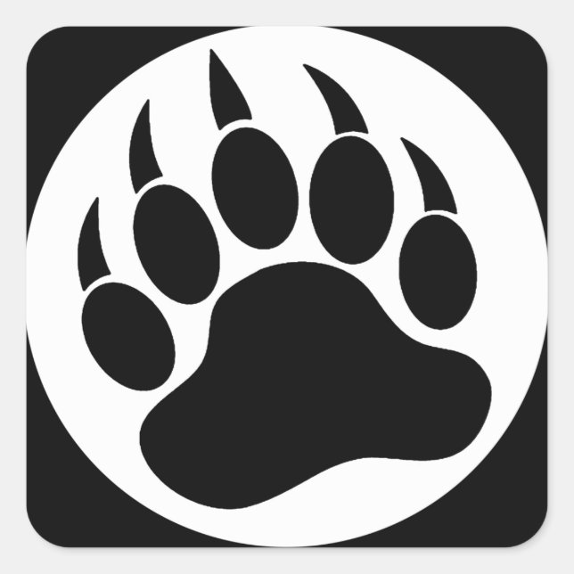 Gay Bear Claw / Paw in B & W - Square Stickers (Vorderseite)