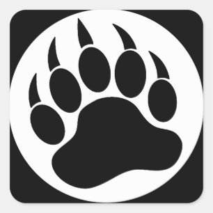 Gay Bear Claw / Paw in B & W - Square Stickers