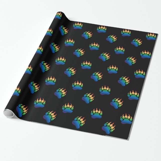 GAY BEAR Gradient Bear Paw Rainbow Flag Geschenkpapier (Ungerollt)