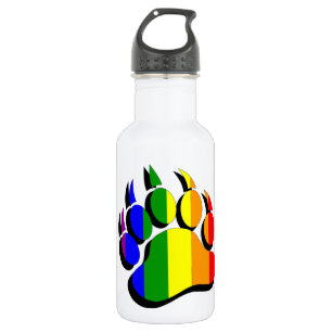 Gay Bear Klaue Regenbogen mit schwarzem Schatten Trinkflasche