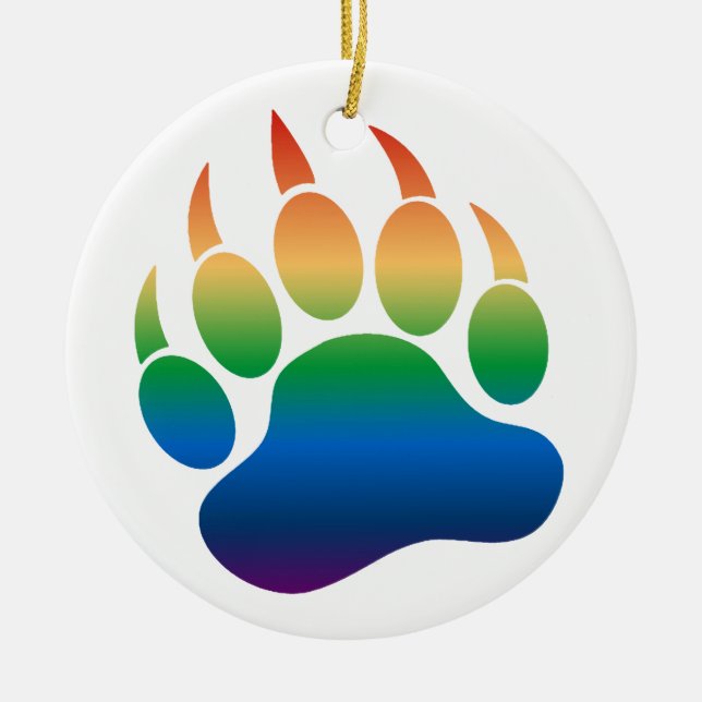 Gay Bear Paw Gradient Rainbow-ornoment Keramik Ornament (Vorne)