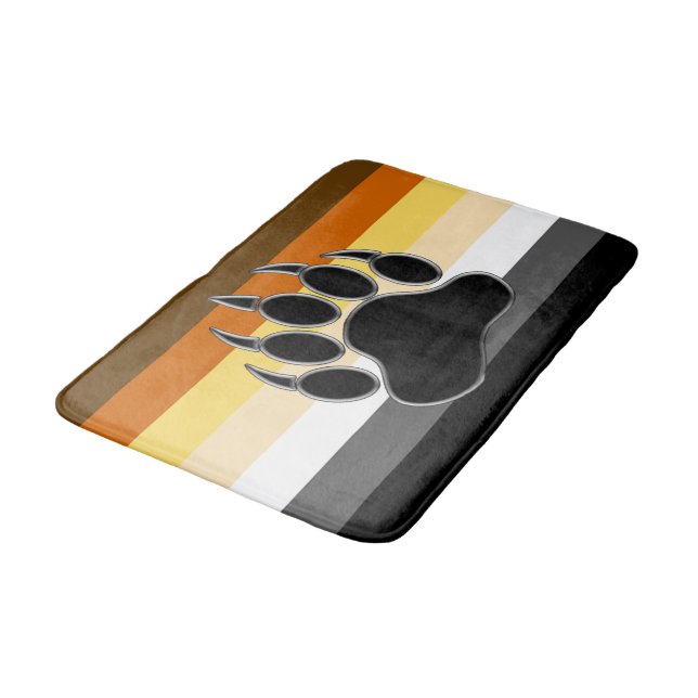 Gay Bear Pride Flag Bear Paw Badematte (Schrägansicht)
