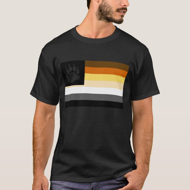 Gay Bear Pride Flag Bear Paw T-Shirt (Vorderseite)