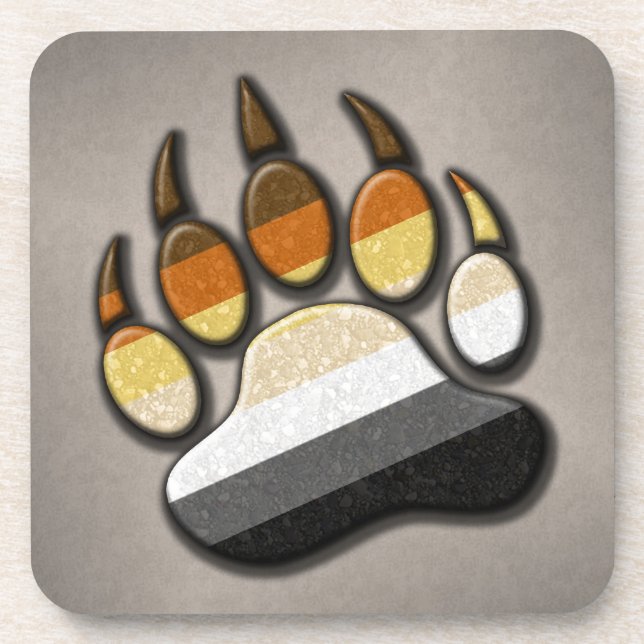Gay Bear Pride Flag farbiges Paw Symbol Getränkeuntersetzer (Vorderseite)