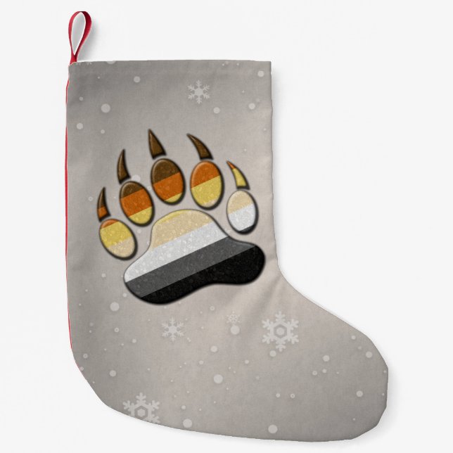 Gay Bear Pride Flag farbiges Paw Symbol Kleiner Weihnachtsstrumpf (Vorderseite)