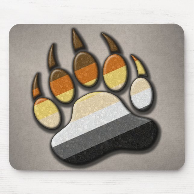 Gay Bear Pride Flag farbiges Paw Symbol Mousepad (Vorne)