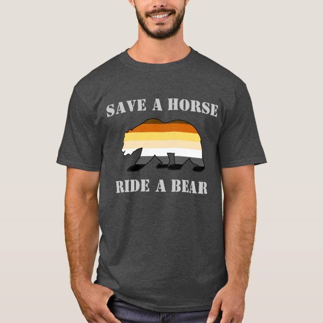 Gay Bear Pride Flag retten Pferdereiten T-Shirt (Vorderseite)